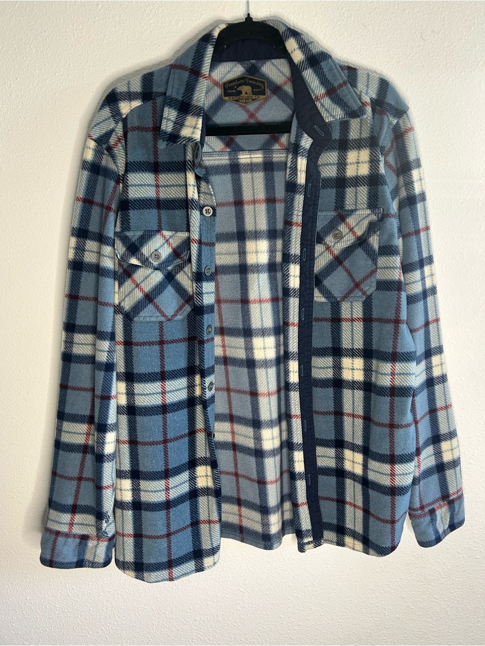 Freedom Foundry Men's Blue Plaid Fleece Shirt